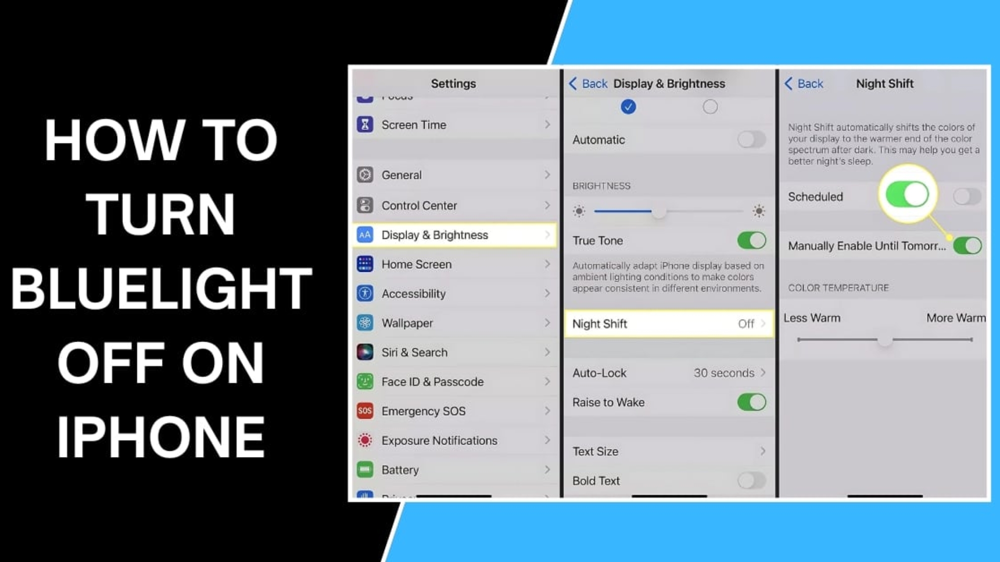 How to turn bluelight off on iPhone